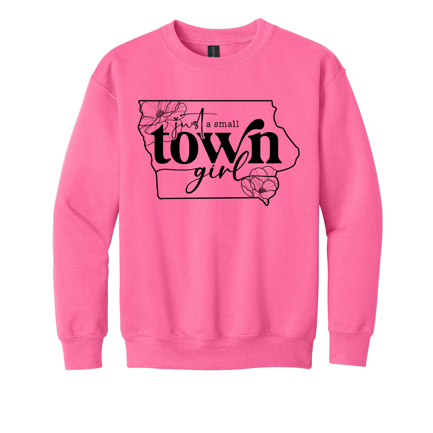 💛 Small Town Iowa Girl Youth Crewneck Sweatshirts